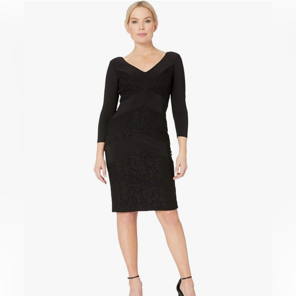 Lauren Ralph Lauren Dress Navy Blue 3/4 Sleeve Size 16